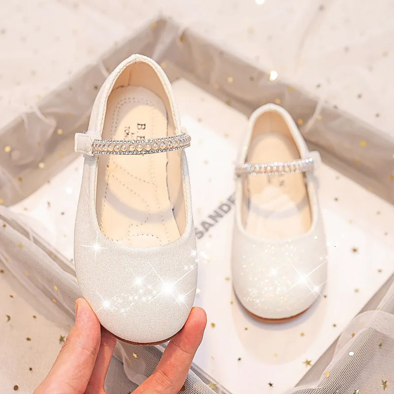 Soft Rhinestones Shine Solid Color Simple Non-slip Girls Mary Janes for Party Wedding Shows Cute leather shoes 250528