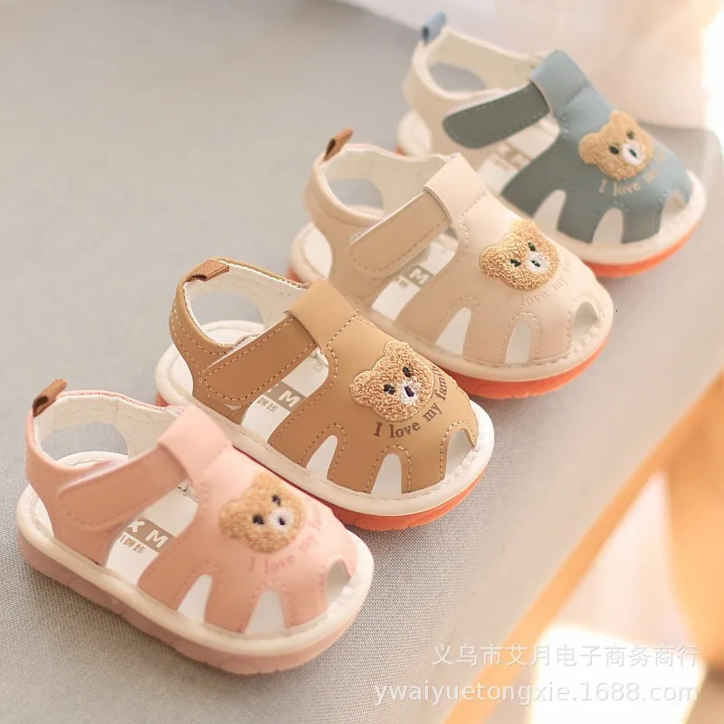 Summer toddler sandals 0-2 years children whistle shoe infant sandals baby boy girl cartoon soft sole toe anti-collision sandals 250528