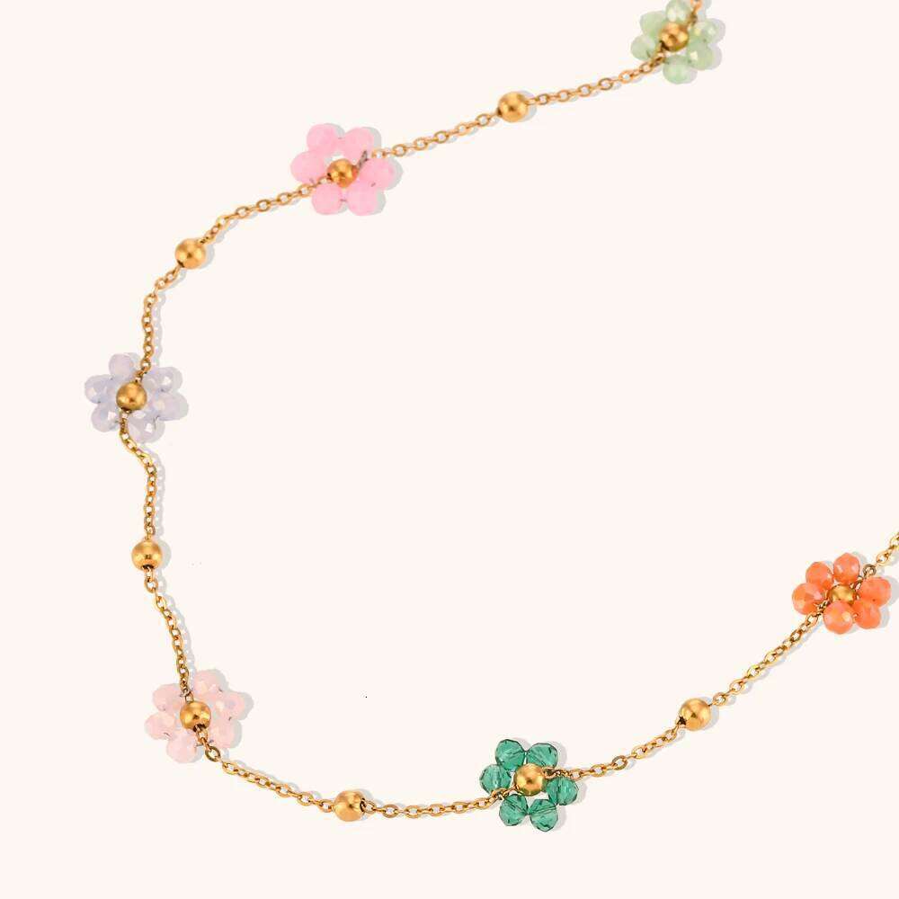 La. Muses Sweet Handmade Colorful 7 Petals Small Flowers Necklaces For Women One Piece Premium Stainless Steel Jewelry