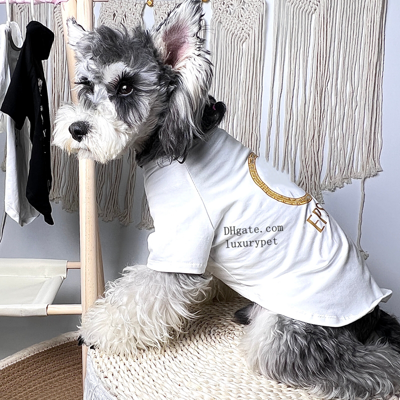 Designer Dog Cotton T-Shirt Dog Summer Short Sleeves Puppy Shirts Breathable Pet Vest with Medusa, Classic Letters Clothes for Small Medium Dogs Kittens XXL A444