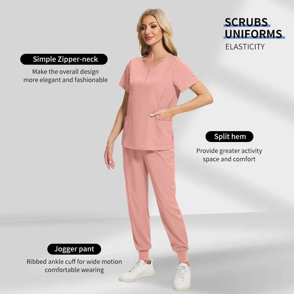 Pet Grooming Working Clothes Jogger Suit Short Slved Scrub Come Women Solid Color Pharmacy Nursing Uniform Summer X250528