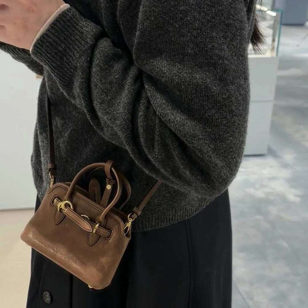 Cowhide Vintage One-Shoulder Crossbody Bag 2025 New Genuine Leather Fashion Women Pendant High-Quality Mini Handbag