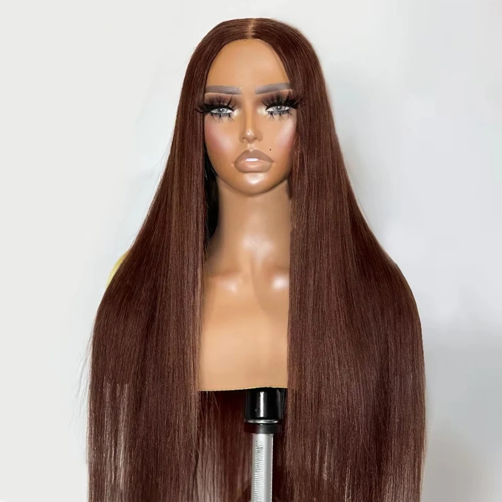 40 Inch Chocolate Brown Long Straight Human Hair Wigs 13x6 HD Lace 13x4 Lace Frontal Wig Brazilian Straight Hair Wigs synthetic For Women