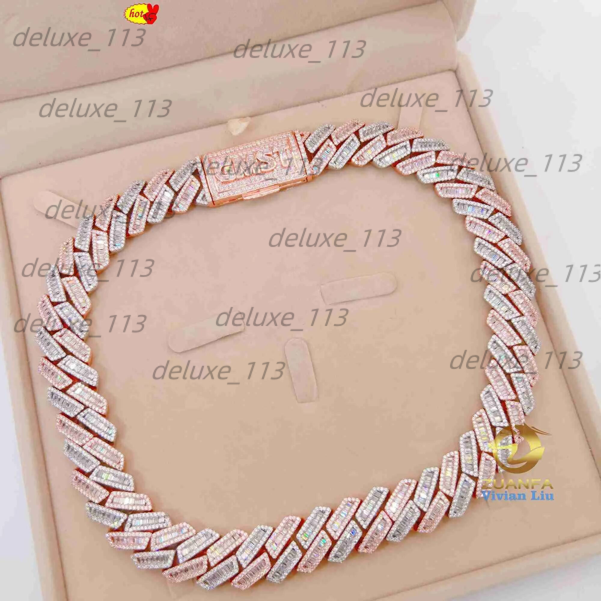 20Mm VVS Moissanite Cuban Link Chain Hip Hop Fine Jewelry Baguette Dia Men Necklace Sterling Sier Fully
