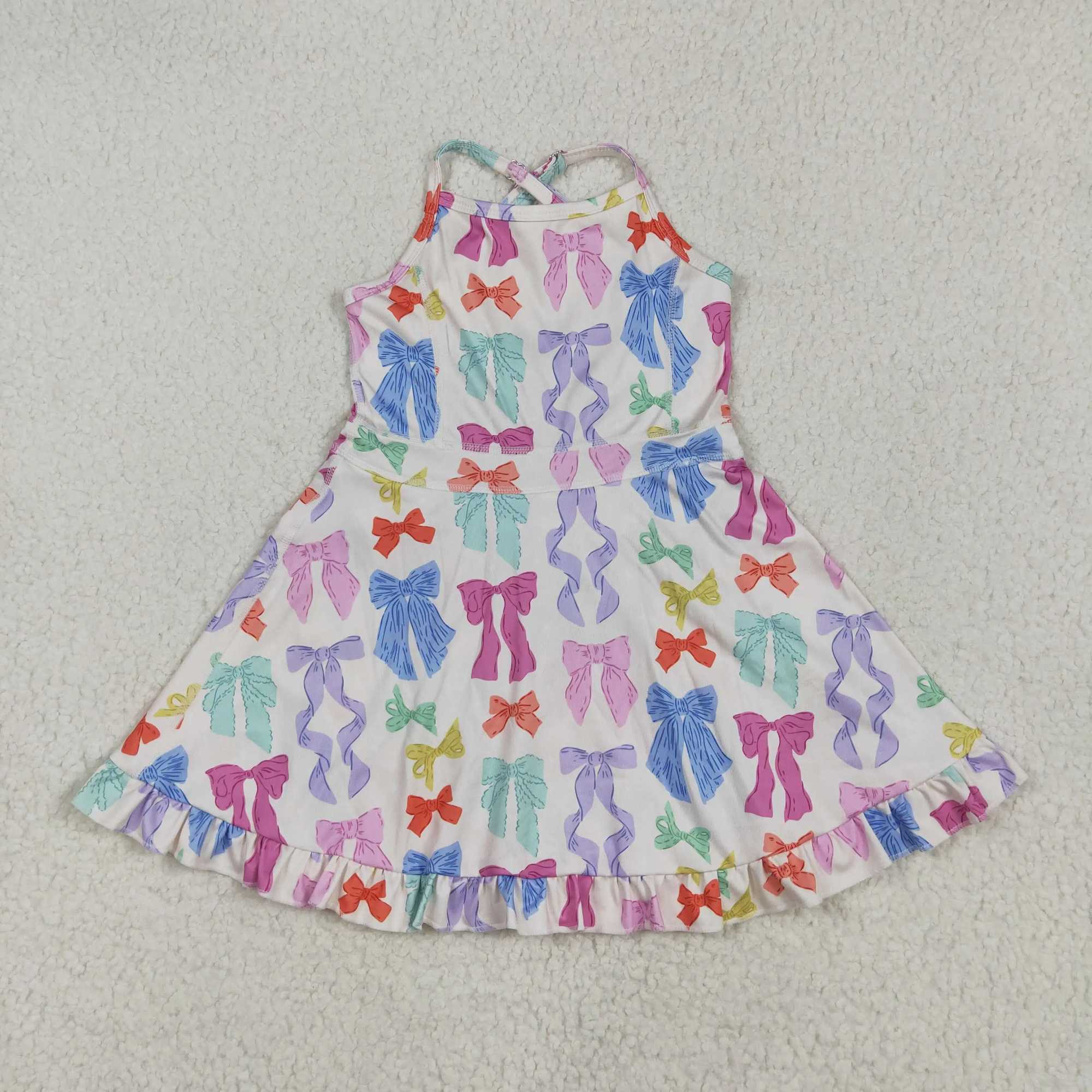Summer Athletic Active Wear Baby Girls Strap Camo Yoga Ruffle Knee Length Dresses Toddler Kids Children Clothes X250528