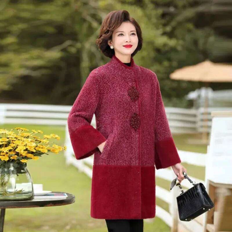 Autumn Winter New Chic Jacket Women's Overcoat High-End Loose Mid-Length Thicke Warm Mink Fleece Coat Outwear Casaco