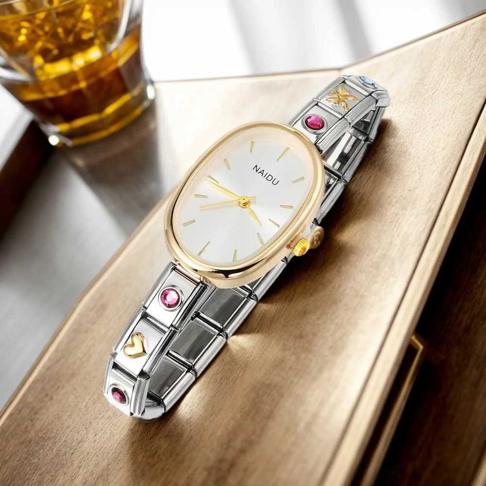GEMOSA Modern Oval Casual Vintage Design Quartz Watches Women Ladies Stainless Steel Width 9mm Strap Party Birthday Perfect Gift XJ250527