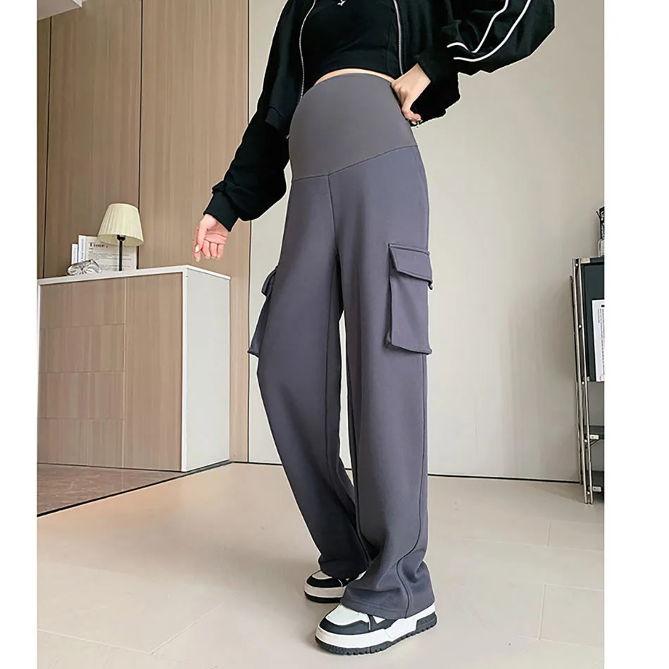 Elegant Pregnancy Bottoms Perfect for Casual Wear Spring and Fall Seasonal Wear Loose Fit with Belly Band for Comfort Pants 250522