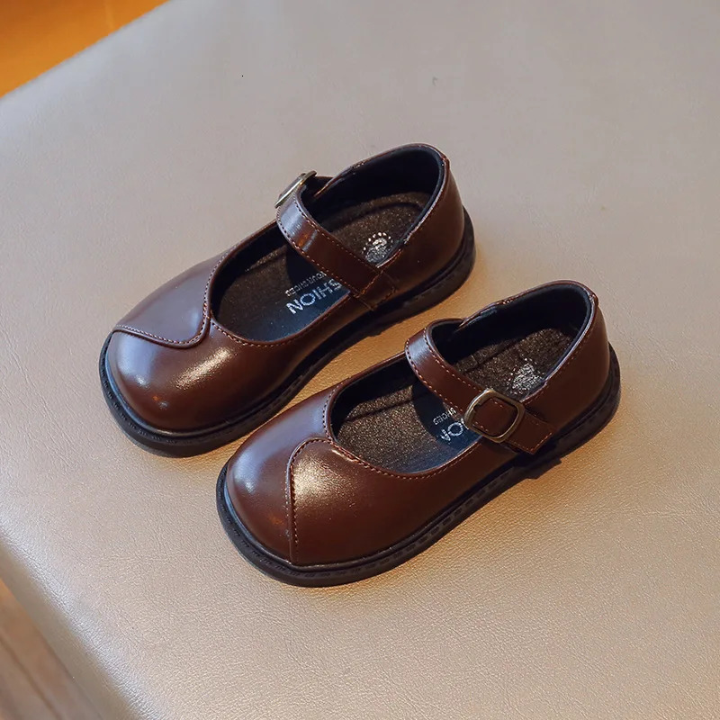 Princess Girls Spring Autumn Shoes Concise Style All-match Child Mary Janes 22-31 Black Beige Fashion School Kids Leather Shoes 250528