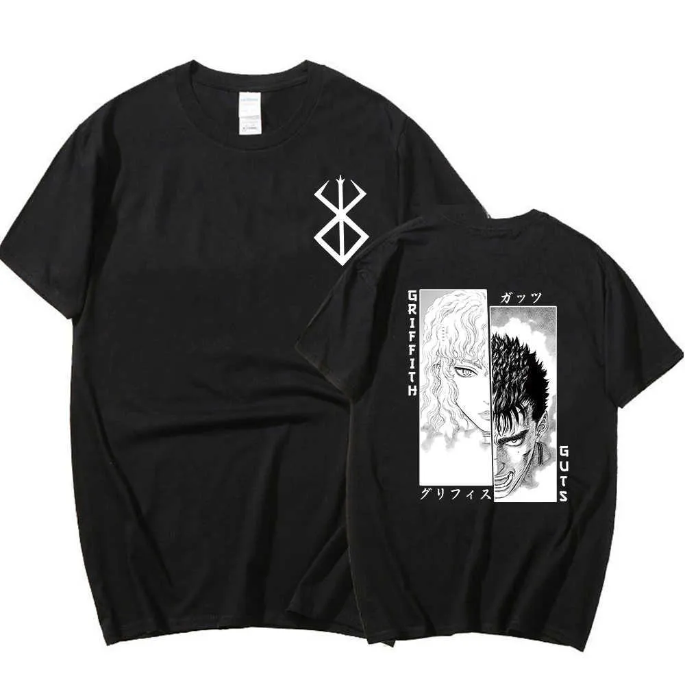 Men's T-Shirts 2025 Men Women T-Shirt Anime Guts Griffith T Shirt Harajuku Funny Berserk Print T-Shirt Clothes Hip Hop Tops Tees Summer Tops T230