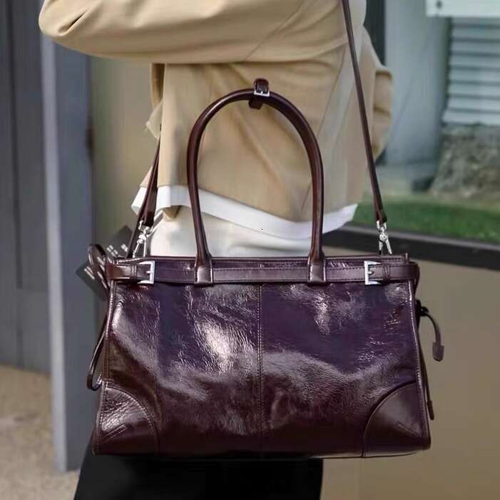 Women's New Large Capacity Genuine Leather Boston First Layer Cowhide High-end Fashion Tote Bag