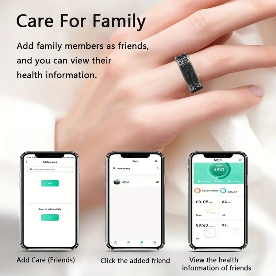 little meatball2025 Smart Ring Mens and Womens Heart Rate Oximetry Monitor IP68 Multi-Sport Mode for Android and i0s 250519