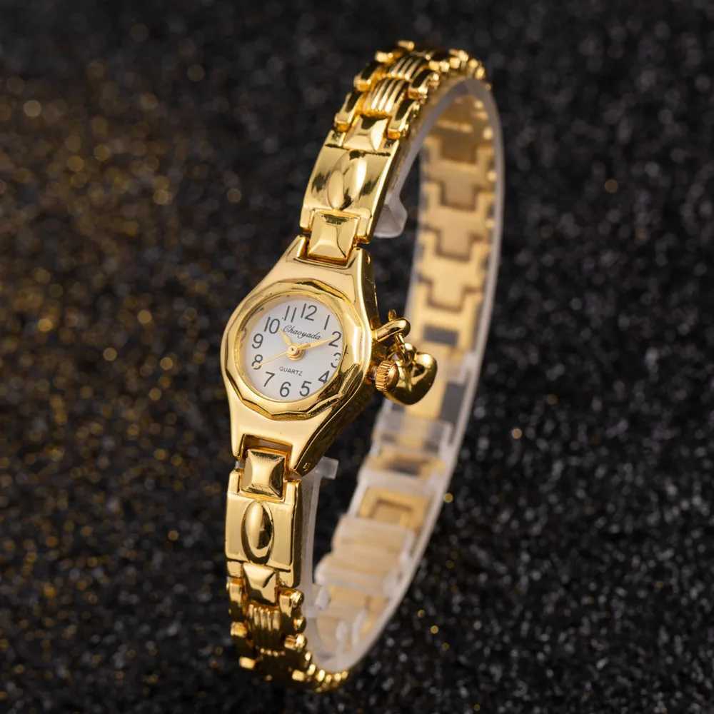 Luxury Gold Plated Women Bracelet Wristwatch Girls Quartz Analog Watch High Quality Watches Stainless Steel Casual Dress WatchesXJ250527