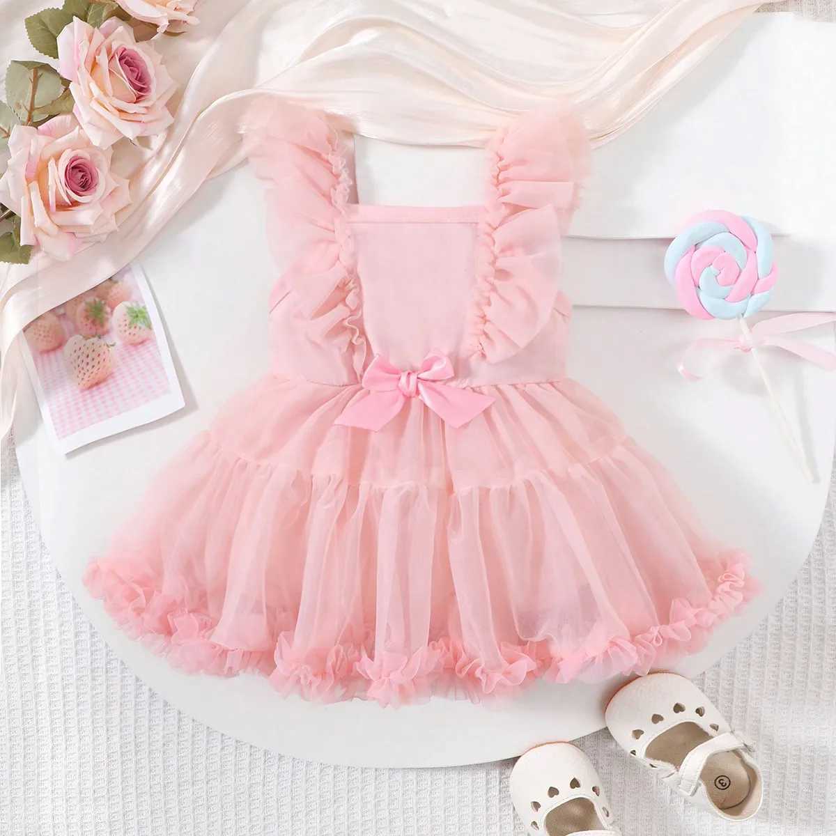 Baby Summer Bow Mesh Casual Cute Comfortable One Piece Dress X250528