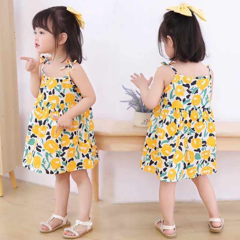 Summer Cute Girls Dress kids Girl Clothes Sleeveless Suspender Childrens Clothing Princess Print Cotton Casual Dresses X250528