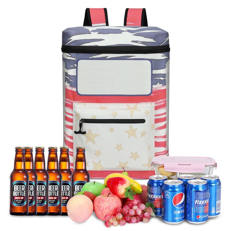 Large Capacity Insulated Picnic Bag with Double Shoulder Straps - Waterproof PEVA Outdoor Backpack