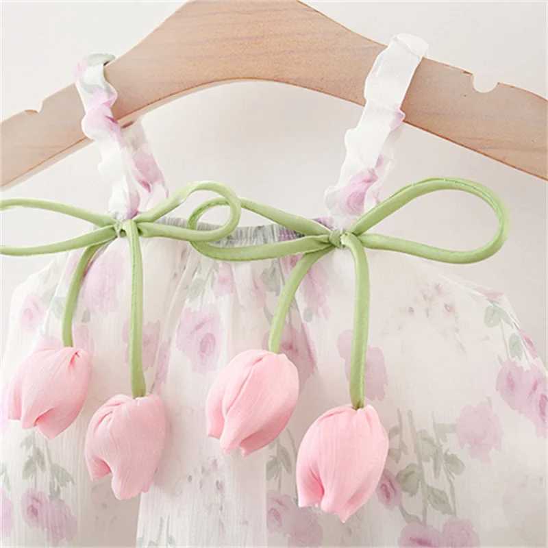 0-4 Years Old Adorable Children Summer Thin Soft Clothing Baby Girl Suspender Dress Sweet Flowers Toddlers Costume Kids Dresses X250528