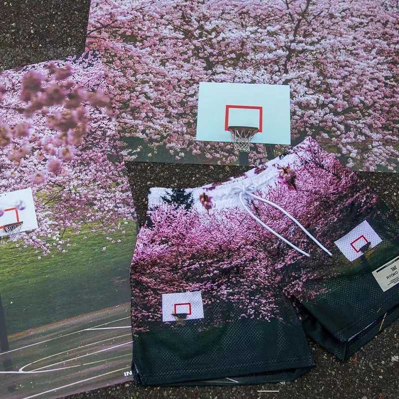 Sakura Wind Shorts mens and womens mesh quick dry loose plus size basketball quarter shorts X250528