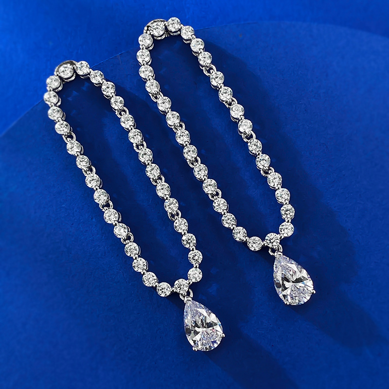 1CT Water Drop White Lab Moissanite Diamond Sparkling Luxury Jewelry Real 100% 925 Sterling Silver Pear Cut Lady Party Women Long Dangle Earring Gift
