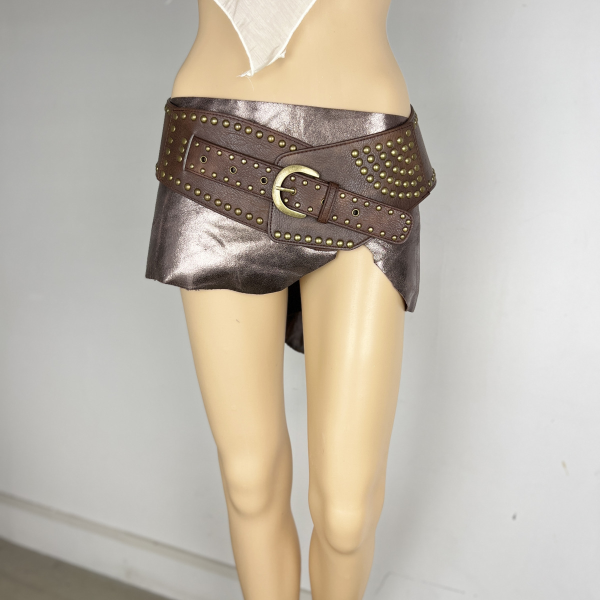 free shipping designer Belts Millennium round hook imitation leather rivet splicing alloy waist belt wide belt y2k