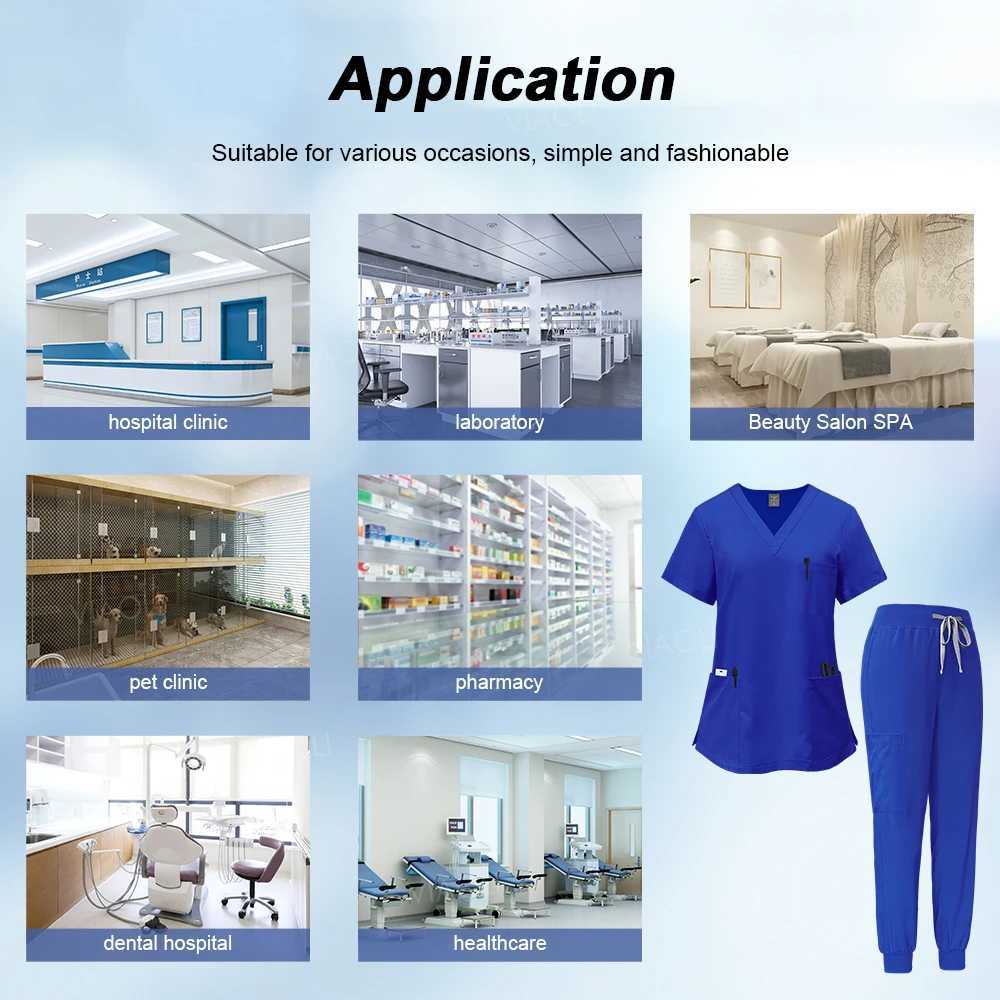 Nurse Uniform Hospital Accessories Surgical Dental Veterinary Work Wear Medical Nursing Healthcare Pharmacy Scrub Suit X250528