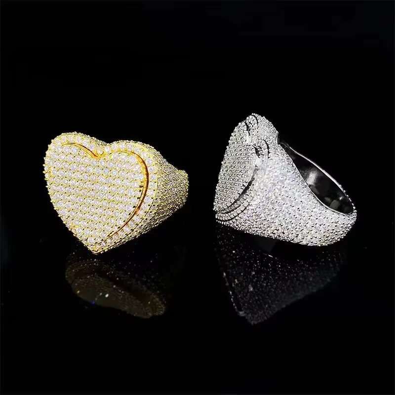Luxury Custom Jewelry Hip Hop Heart Shape Best Quality Moissanite Diamond RingRing for Engagement Gift