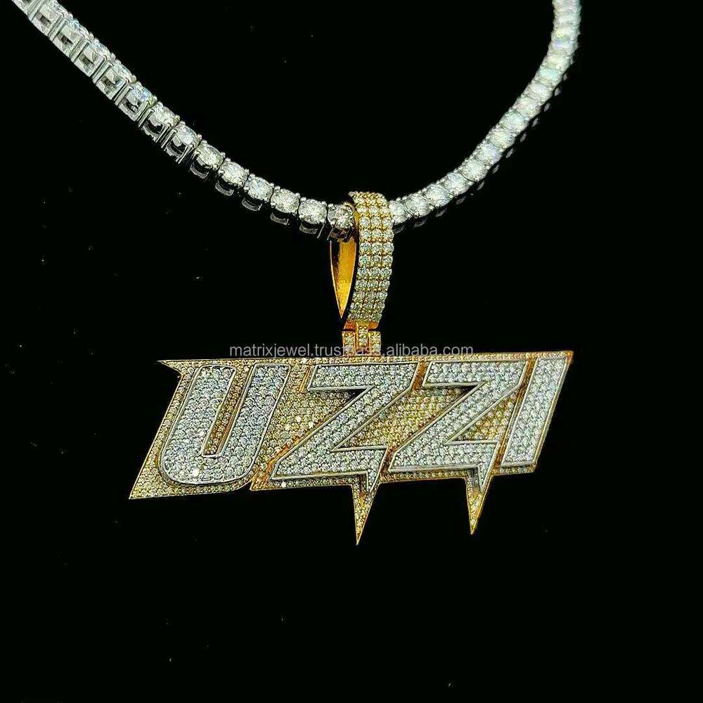 Professional Manufacturer Competitive Price 10ct Pendant Sier Moissanite pendant with matching tennis chain