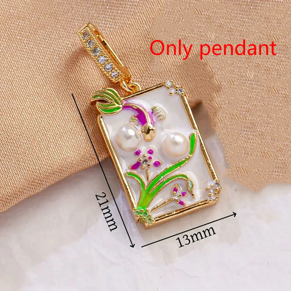 Natural Pearl flower Necklace Oil Painting DIY Pendant Fairy Oil Painting Pearl Flower DIY Pendant For Necklace Gifts Vintage 250520