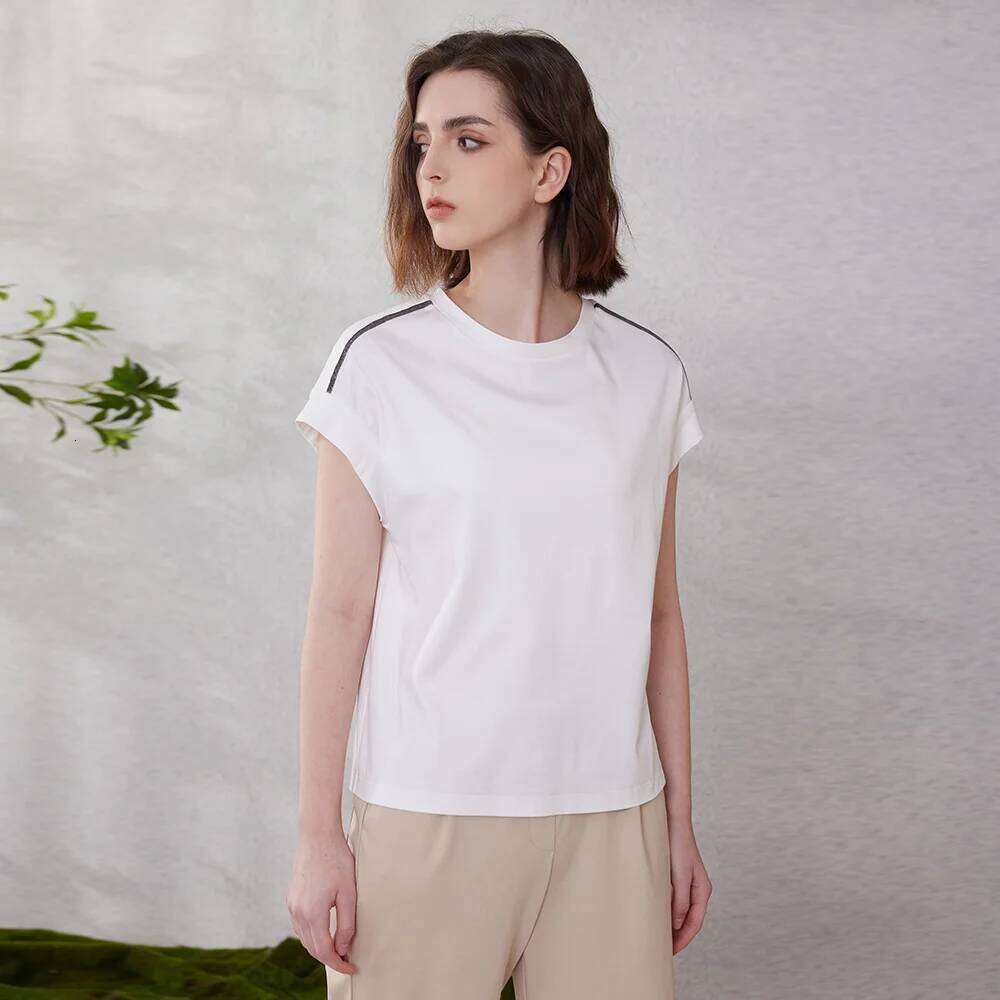 K2055w High Quality Womens Clothing Long-Staple Cotton T Shirts Ladies Summer Tencel Clothes