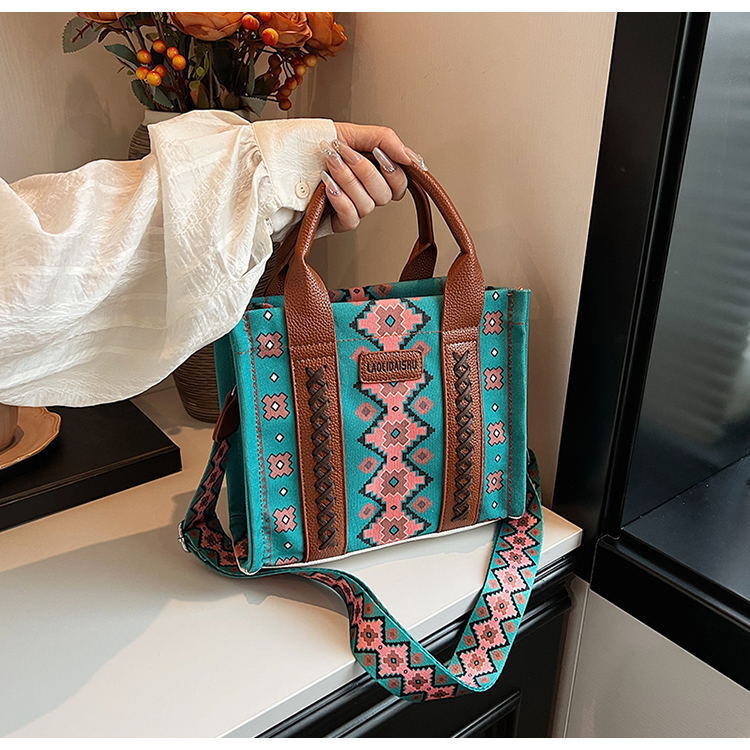 Luxury Brand Designer Bag Women's Messenger Bohemian Shoulder Bag Purse Cotton Fried Dough Twists Ethnic Style Travel Handbag