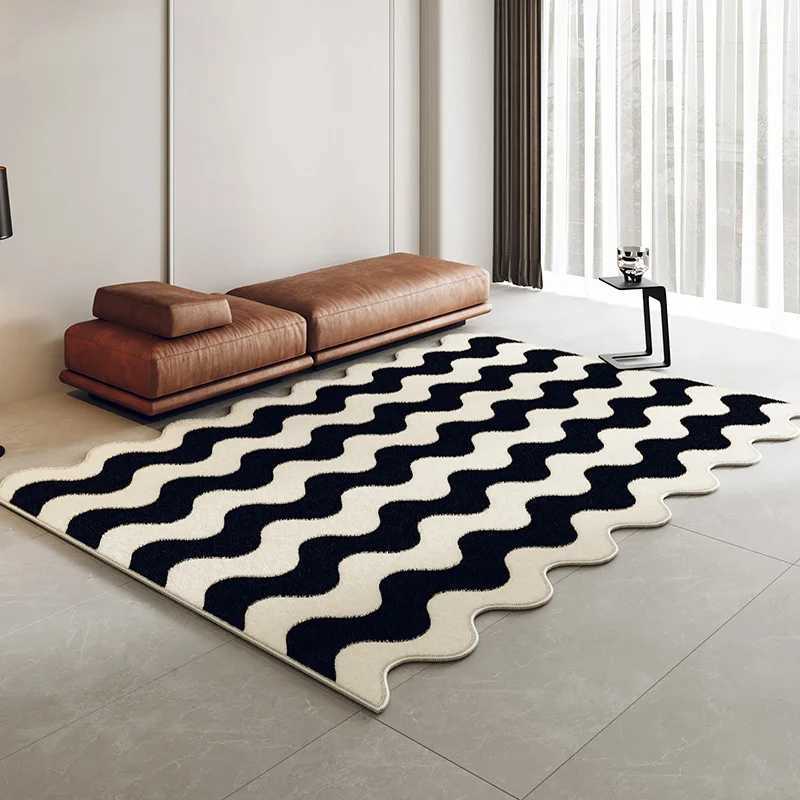 Black Brown Geometric Plaid Carpet - Washable Stylish Rug for Living Room Lounge Sofa Area Simple Floor Mat Enhances Home Decor R528 H260226
