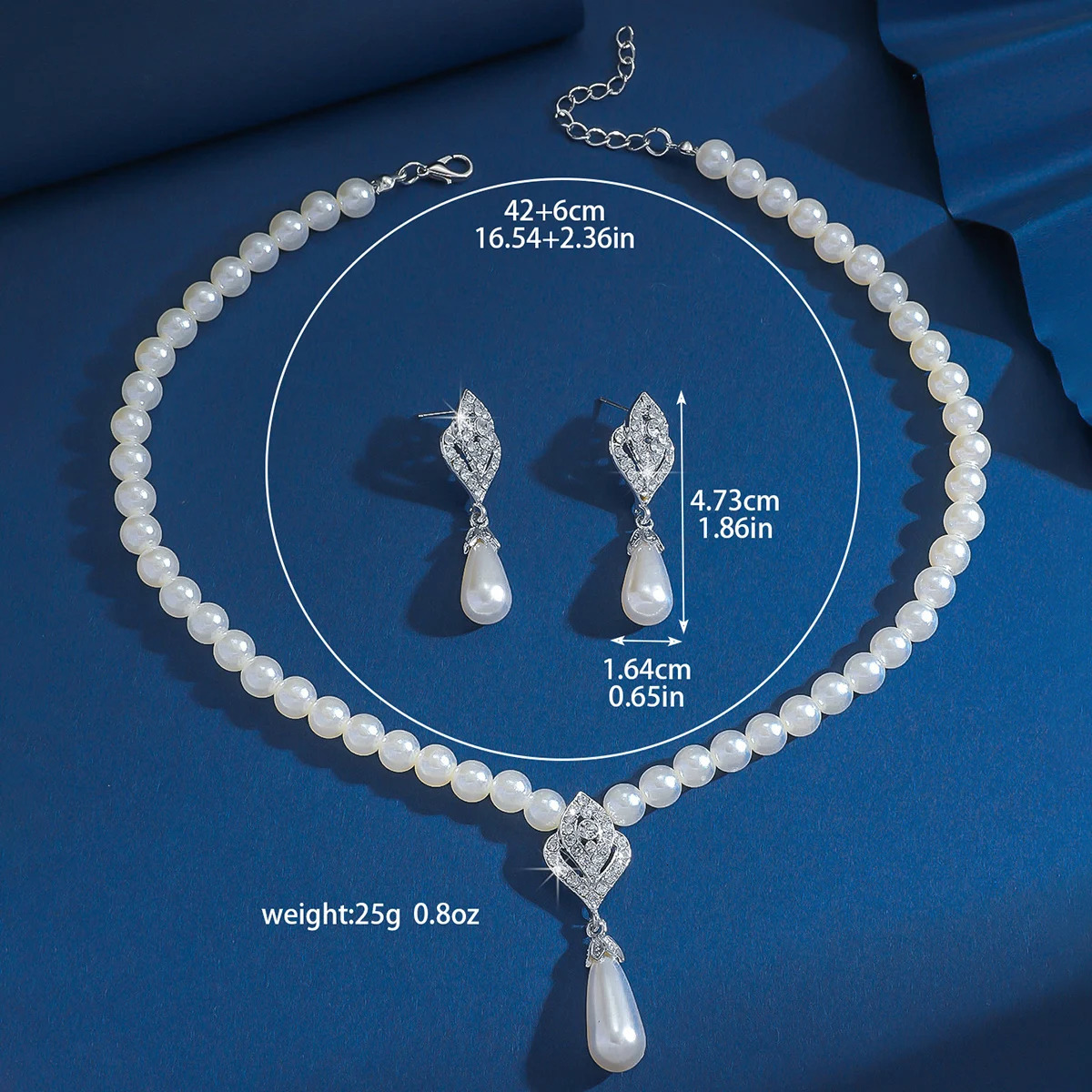 3PC Womens Fashion Trendy Pearl Water Drop Necklace Earrings Jewelry Set Wedding Banquet Party Holiday Gift 250526