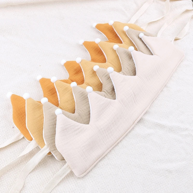 Pure Cotton Baby Birthday Crown Hat Soft Adjustable Empty Top Headband for born Pography Props Cap Party Bonnet 250528