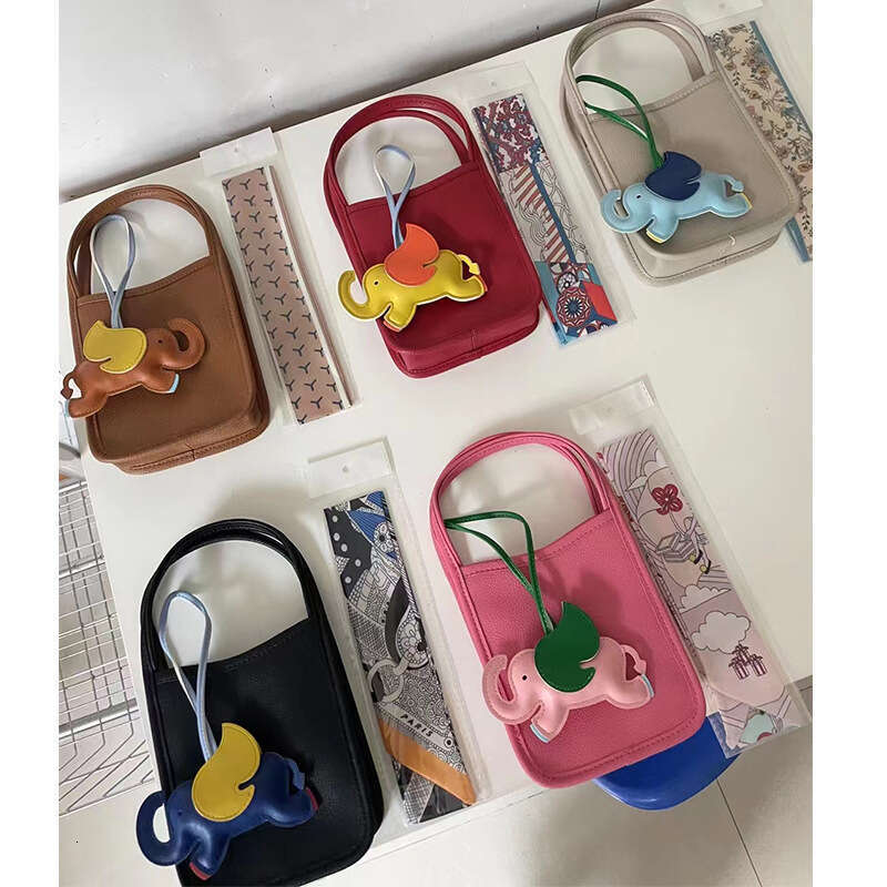 2023 New Cute Cartoon Handbag Candy Color Single Shoulder Crossbody Simple Genuine Leather Mini Fashion Phone Bag