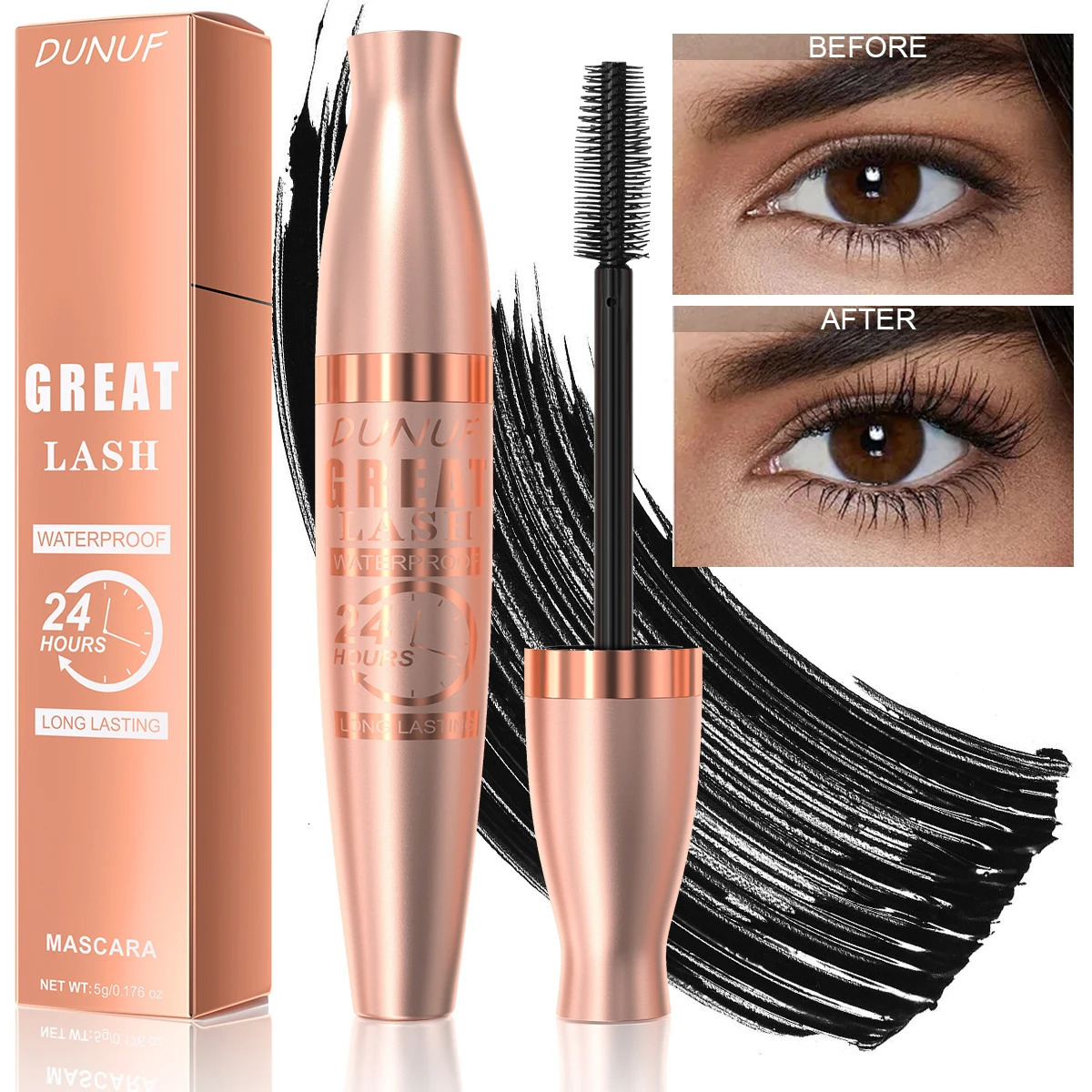 1pcs 8D Fiber Lash Mascara Waterproof Long-Lasting Black Thickening Eye Lash Curler All Skin Types Water-Resistant Cosmetic 250523