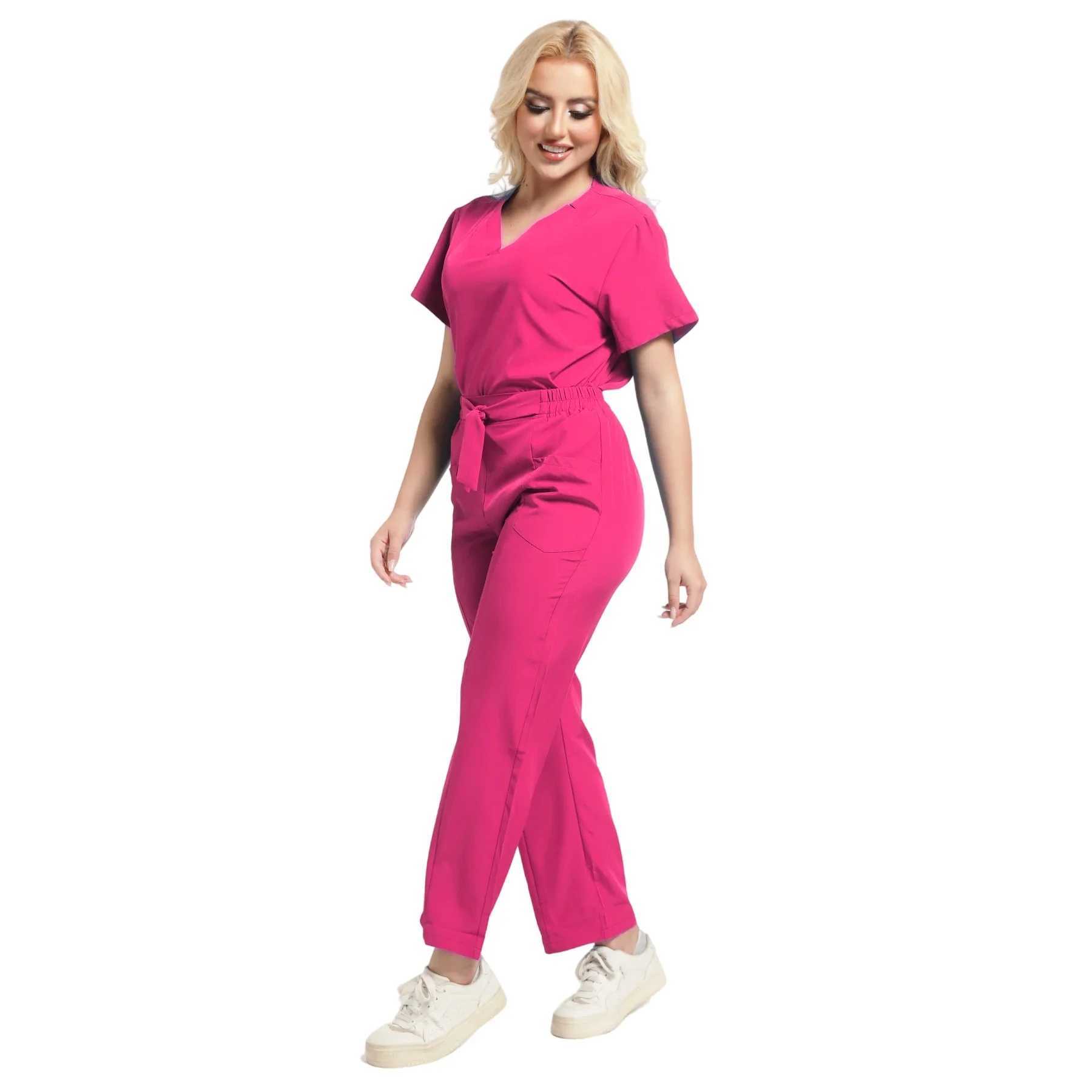 Plus Size New Style Working Scrubs Set Women Pet Nurse Uniforms Solid Color Beauty Sn Work Uniforms Medical Uniforms Workwear X250528