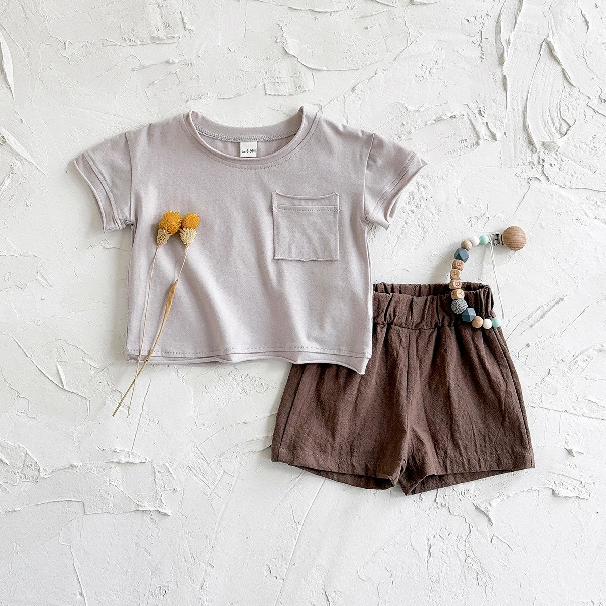 Summer born Baby Boys Girls Korean Version Clothes Set Home Leisure Solid Color Shirt Shorts Sports Suit 2PcsSet 250528
