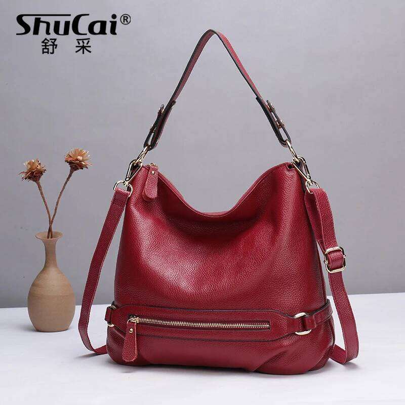 woman handbags genuine female hobos shoulder crossbody bags high quality leather totes women big messenger bag