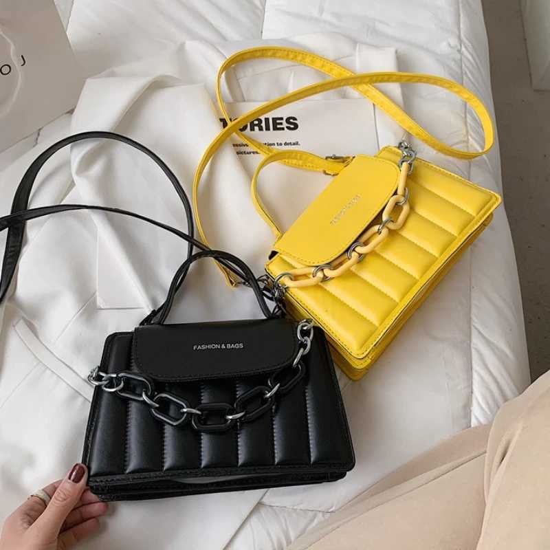New Chains Shoulder Bag Women Solid Color Crossbody Bag Designer Ladies Messenger PU Leather Handbag Luxury Top-handle Bag Y250528