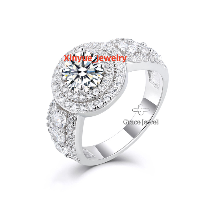 Grace Moissanite Ring Jewelry Wholesale 925 Silver Men Moissanite Hip Hop Ring Round Cutting 5A Moissanite Ring