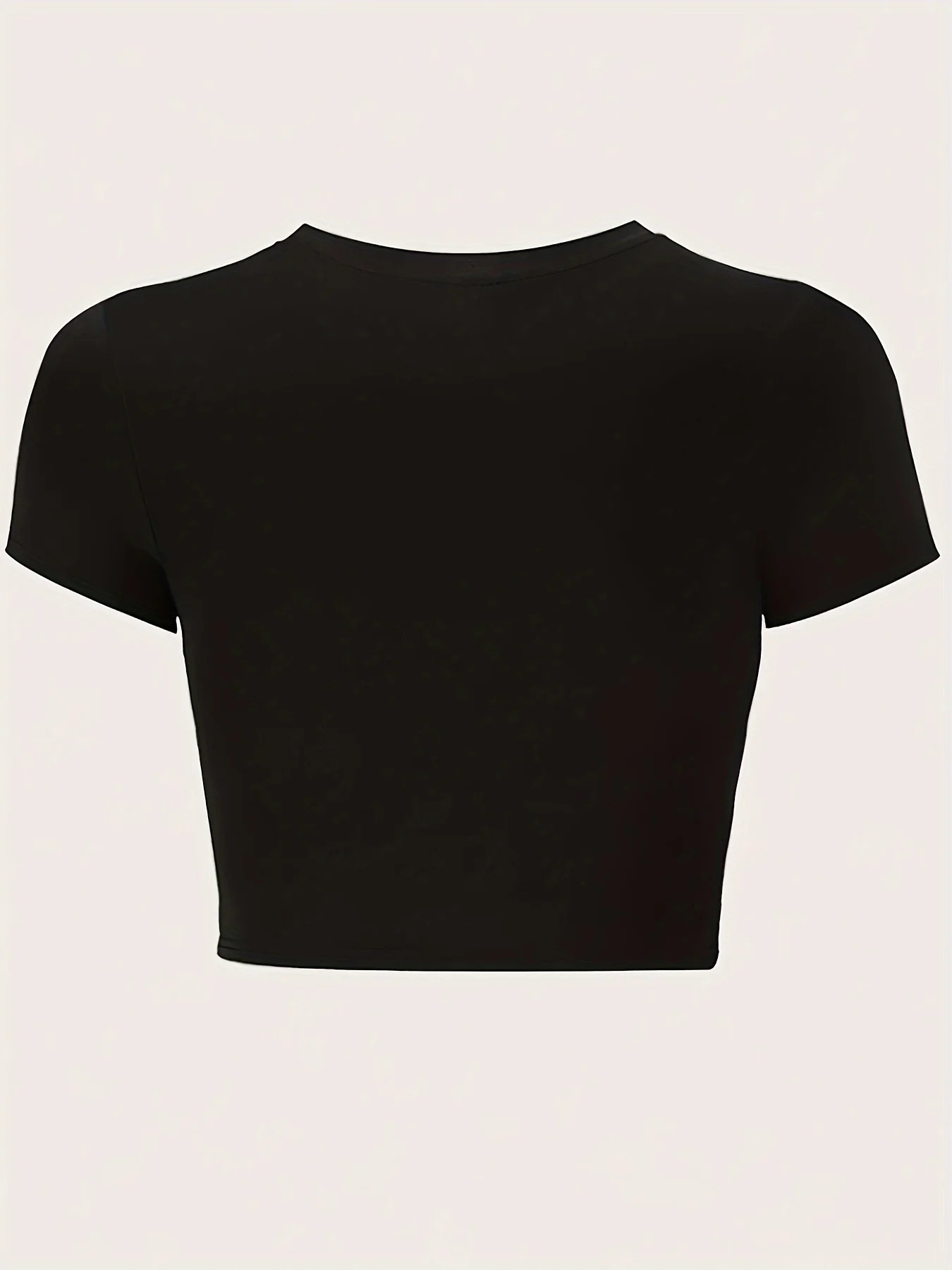 Dramatic Print Crew Neck Crop TShirt Casual Short Sleeve Top for Spring Summer Womens Clothing 250517