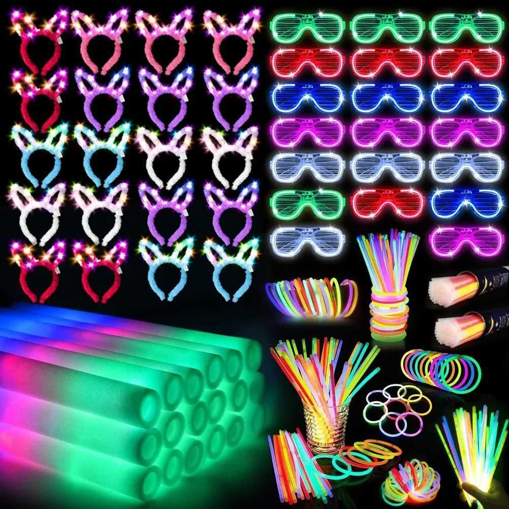 260PCS Party Supplies 20PCS Foam Glow Sticks 20PCS LED Glasses 20PCS Rabbit Ear Bands and 200PCS Light Sticks W250528