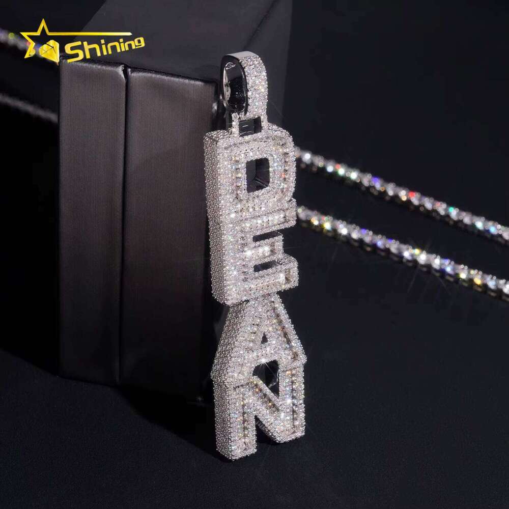 Hip Hop Jewelry Custom Made Gold Plated High Quality Iced Out Vvs Moissanite Pendant Name Letter Available