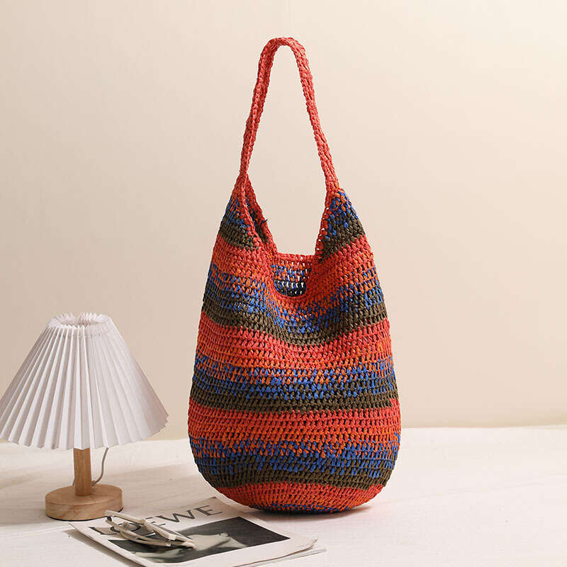 Fashion Colorful Single Shoulder New Casual Large Capacity Woven Vacation Beach Versatile Straw Bag