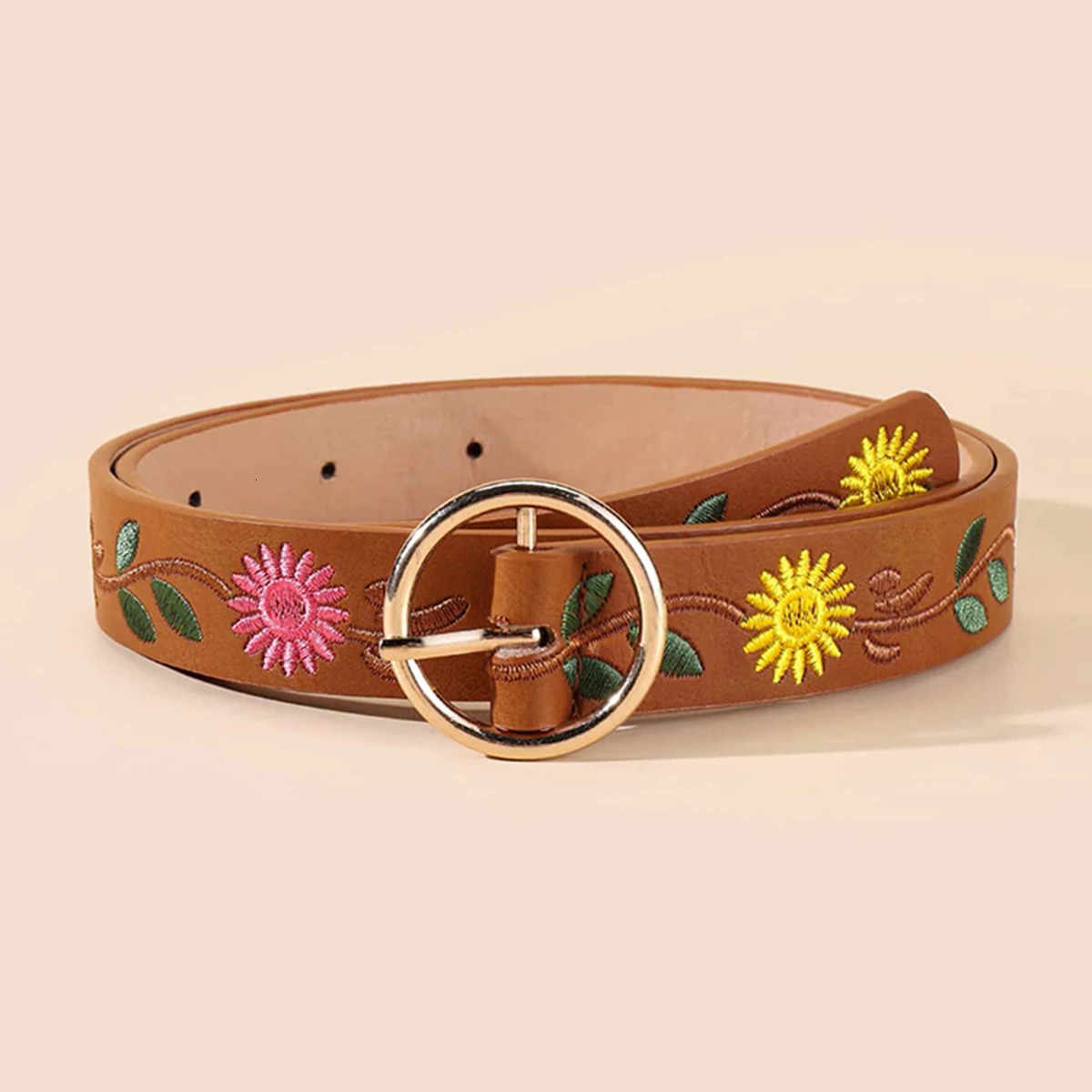 Women western BUCKle eMBroidered strap jeans belt 250527