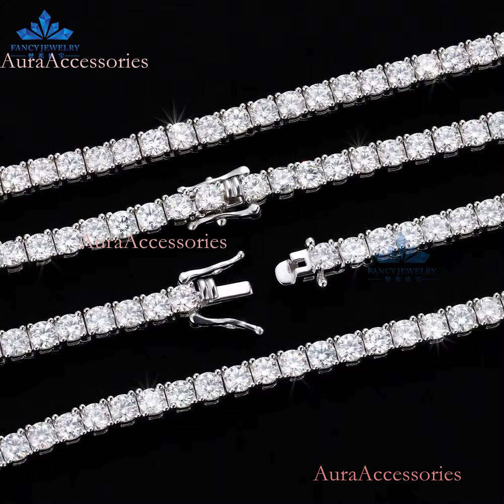 FANCY 9K 14K Gold CVD Vvs Lab-grown Dias Jewelry Tennis Chain Necklace Choker