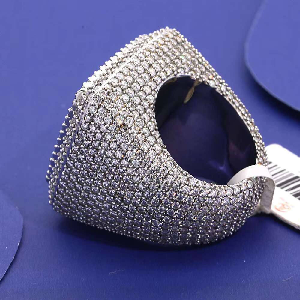 S925 Silver Man Moissanite Ring Synthetic Full Diamond HIP HOP Rings for Men