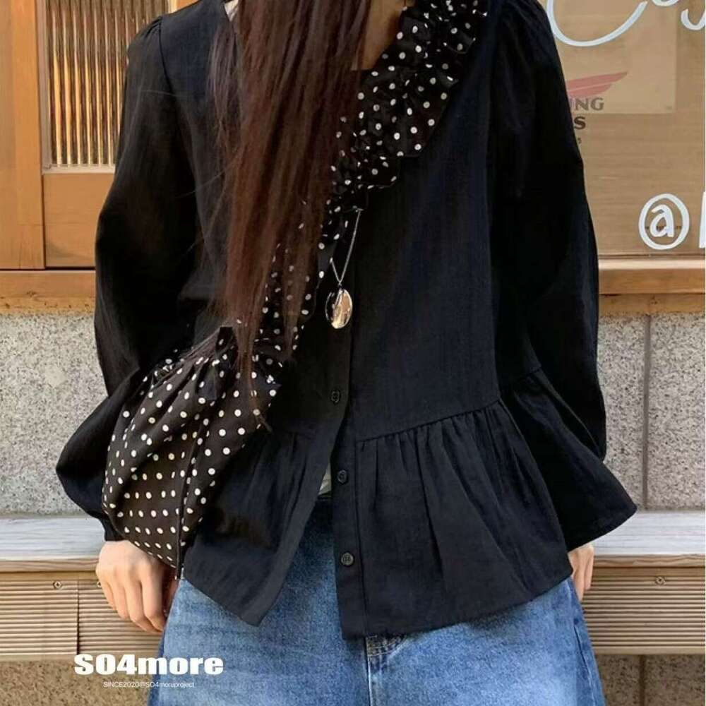 Polka Dot Korean INS Niche Cute Lace-up Pleated Single Shoulder Crescent Saddle Bag Versatile Crossbody Handbag
