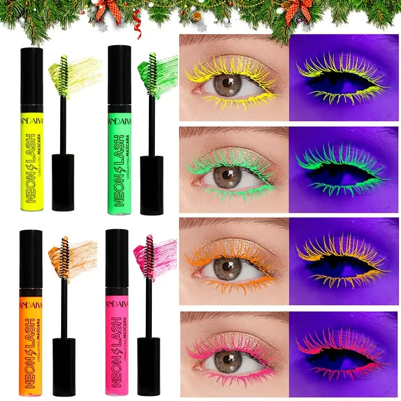 6Pcs Fluorescence Mascara Waterproof No Blooming Fast Dry Colorful Neon Eyelashes Curling Yellow Lengthens Eye Lashes Cosmetics 250523