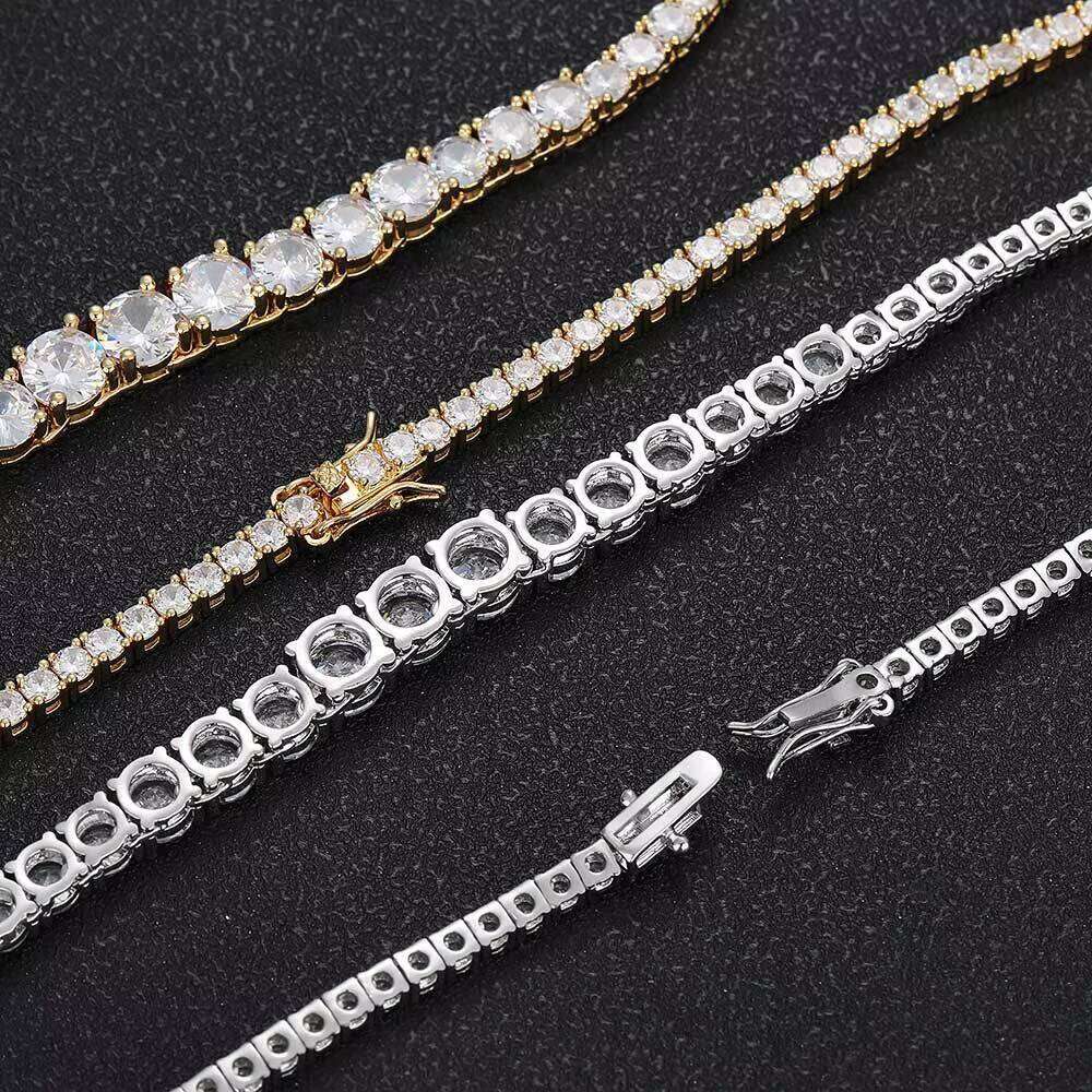 Hip Hop Sterling Sier Moissanite Dia Tennis Cuba Chain Necklace Bracelet